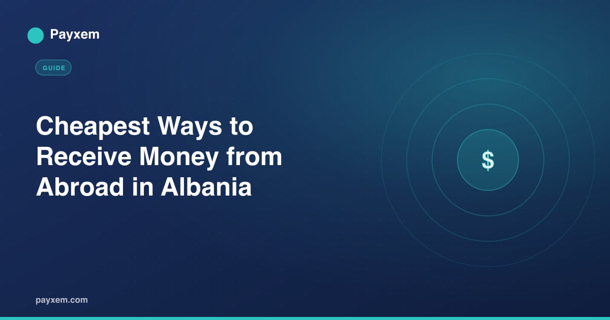 Payxem USD wallet and payout options on a phone, for low fee payments in Albania