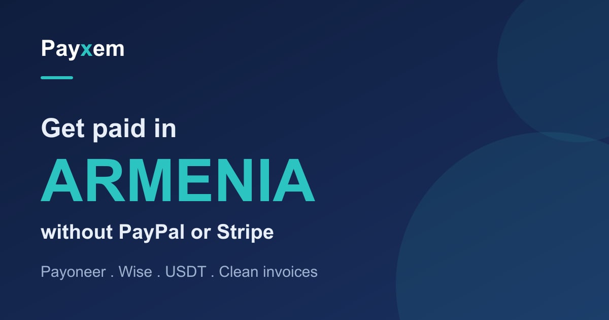 Payxem invoice and USD wallet on a phone, for freelancers and IT workers in Armenia receiving international payments