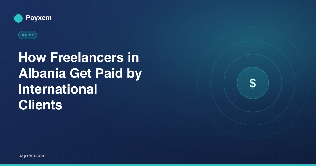 Payxem invoice and USD wallet on a phone, for freelancers in Albania receiving international payments