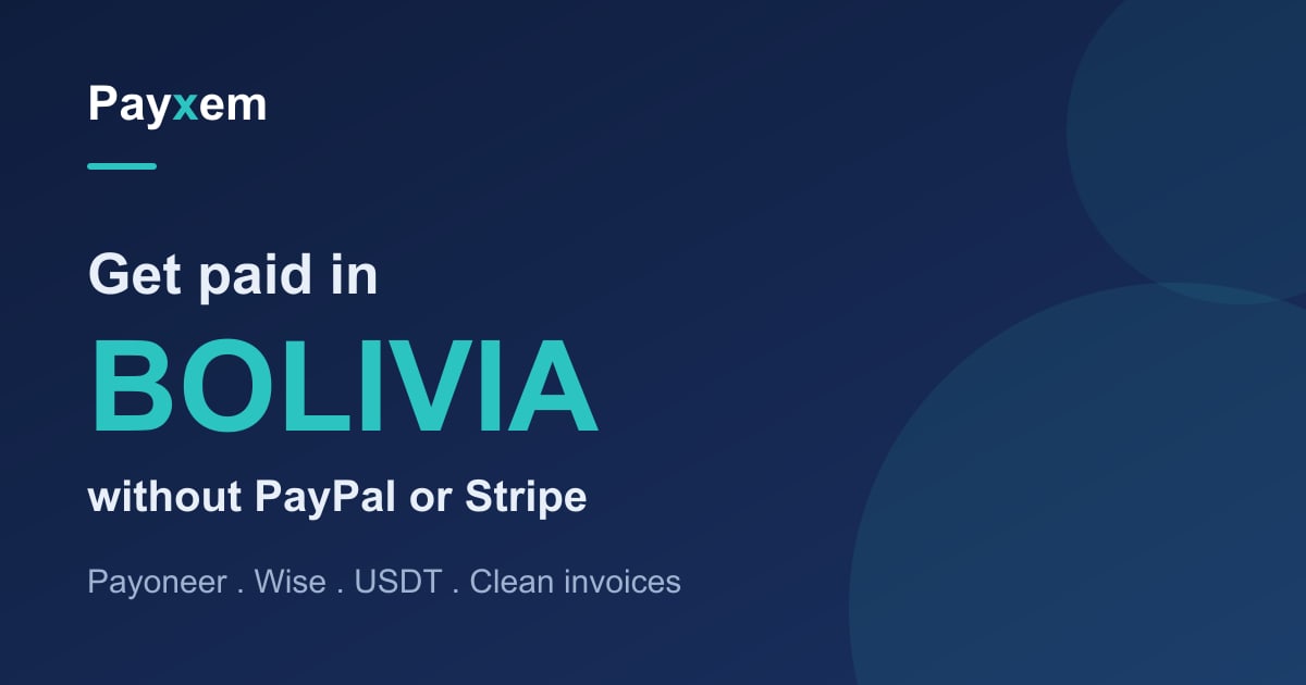 Payxem invoice and USD wallet on a phone, for freelancers in Bolivia receiving international payments