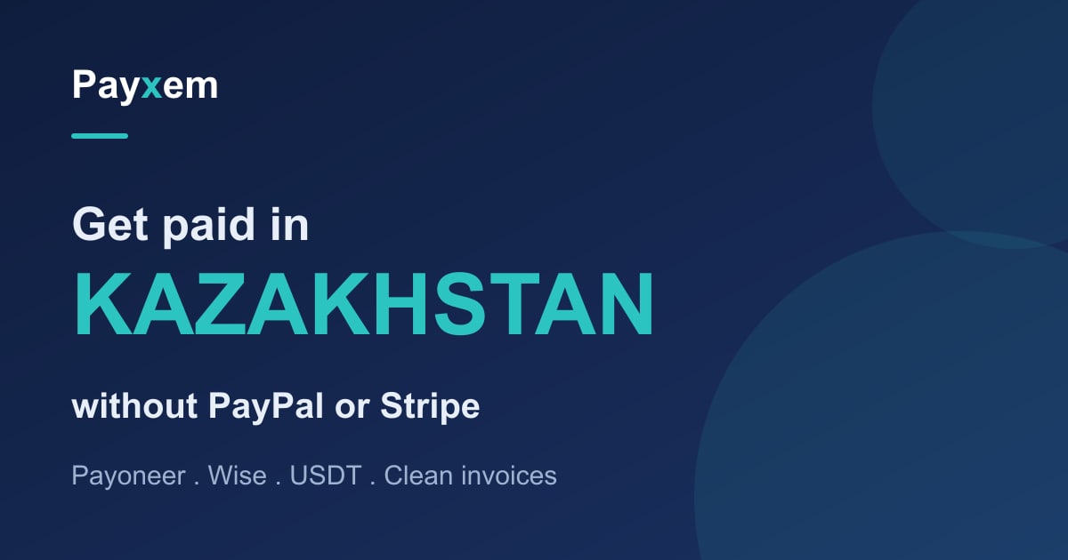 Payxem invoice and USD wallet on a phone, for freelancers in Kazakhstan receiving international payments